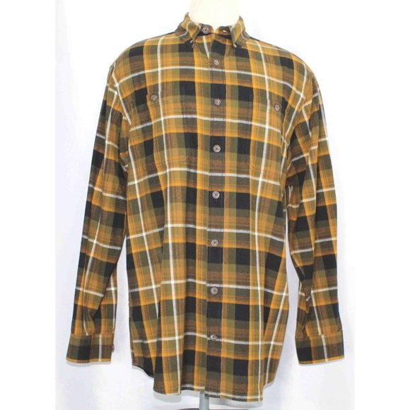 Duluth Trading Co. Free Swingin’ Yellow L/S Flannel Shirt Mens Size Large Tall - Picture 1 of 4